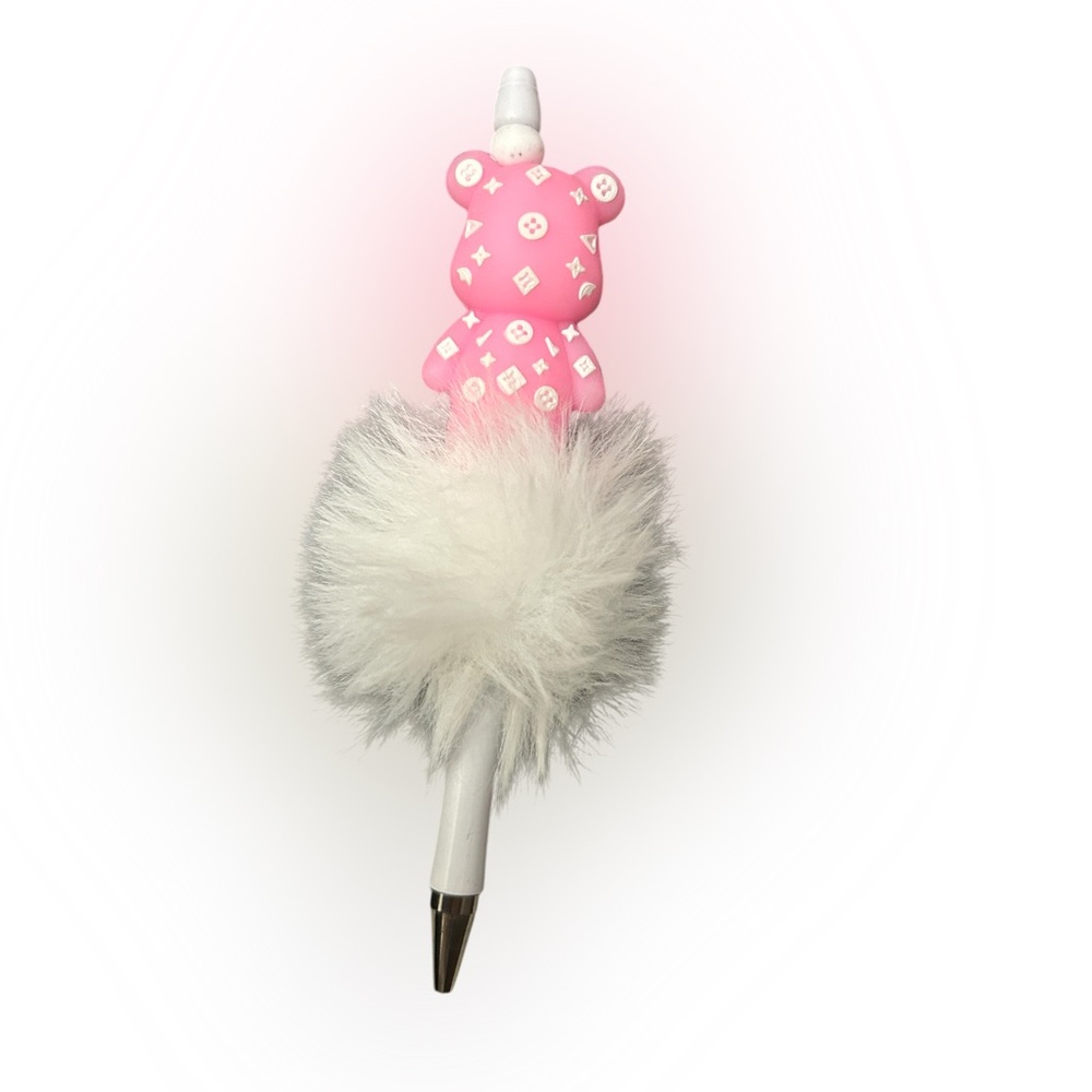 Handmade Teddy Bear Fluffy beaded Pen